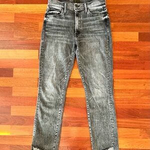 Mother High Wasted Crop Black Grey Jeans